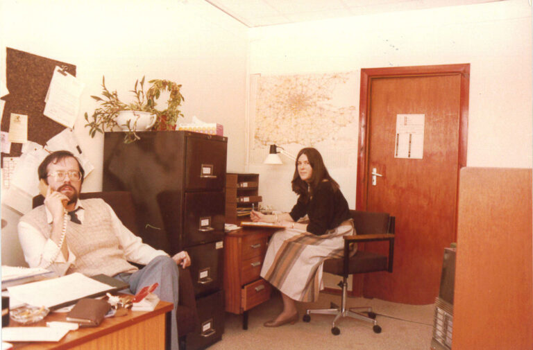 Nic Charles and Judy Fox in Charles Endirect's first office